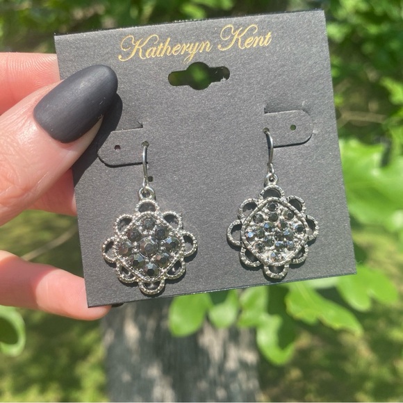 Katheryn Kent Flower Rhinestone Dangle Drop Hook Earrings Mix & Match Set - Picture 1 of 5